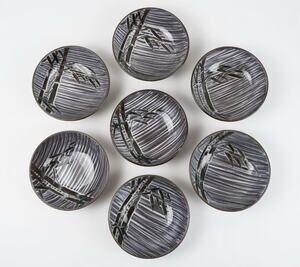 UCAGCO Occupied Japan Bamboo Ceramic Bowls Set 7